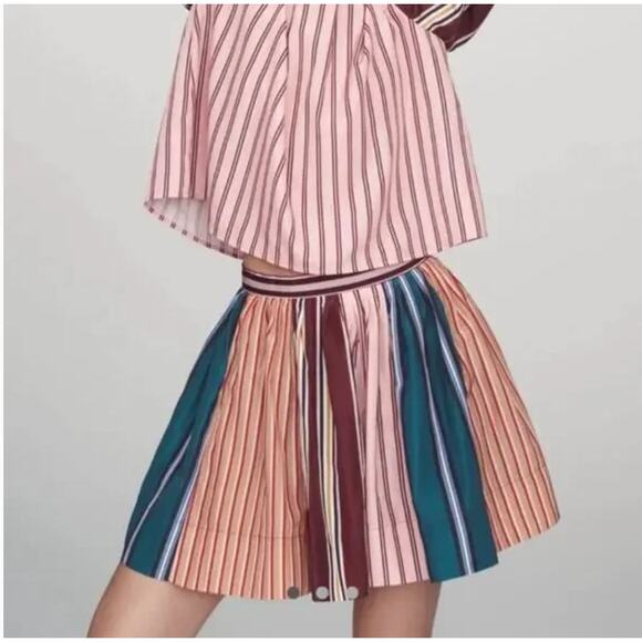 Anthropologie Dresses & Skirts - Anthropologie Maeve Striped Taffeta A-Line Mini Skirt Size 10 Academia Coquette